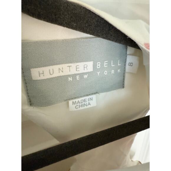 Hunter Bell NY Abstract Floral Pleated Dress Sz 8 Fit & Flare Open Back 38” Long - Picture 7 of 9